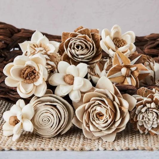 Sola Wood Flower Assortment - Set of 50 - Small - Artisan Decor