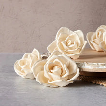 Light cream-colored sola wood flowers, handmade wooden flower set for home decor