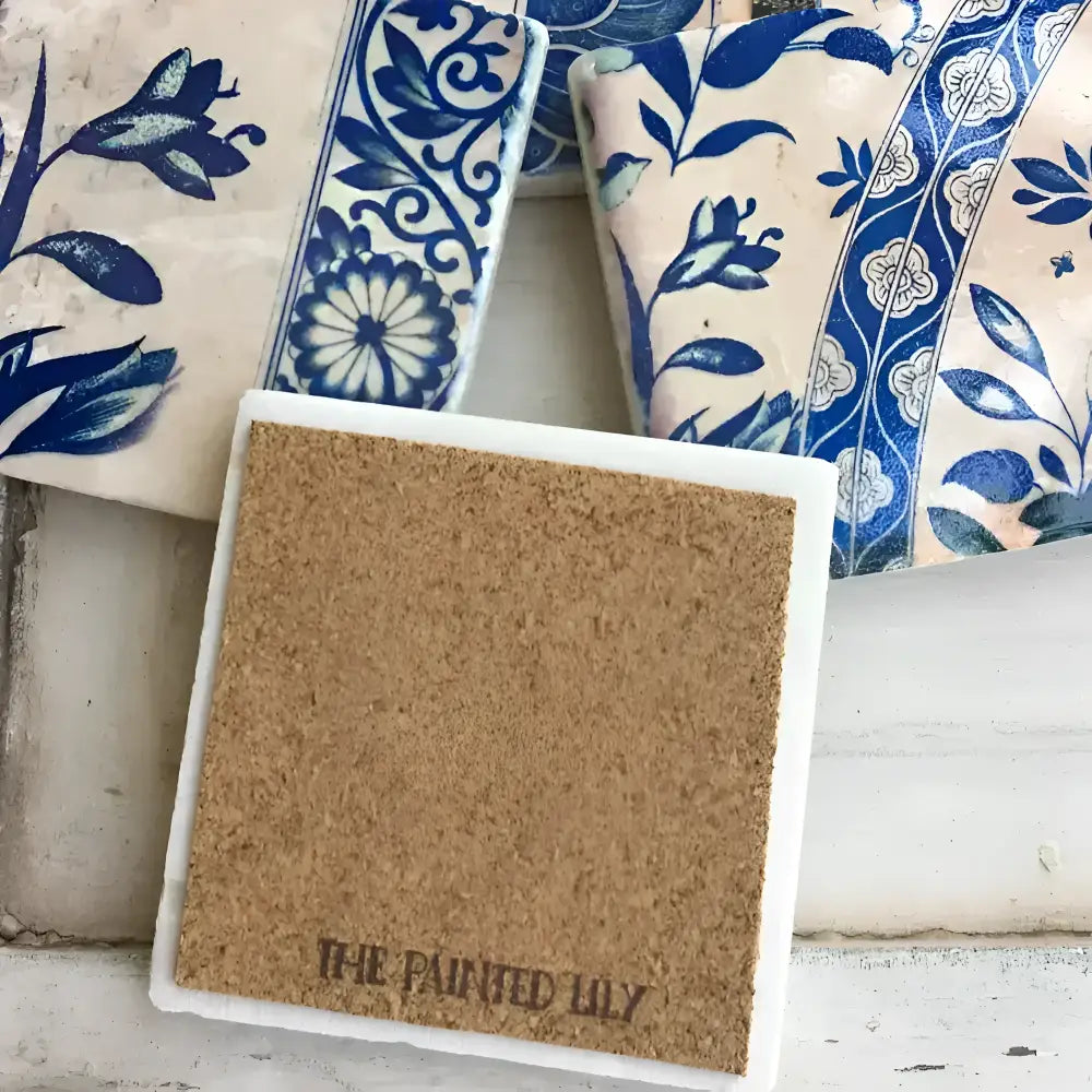 Back of Vintage blue stone coasters 
