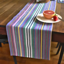 Colorful striped handwoven cotton table runner for stylish cotton table decor