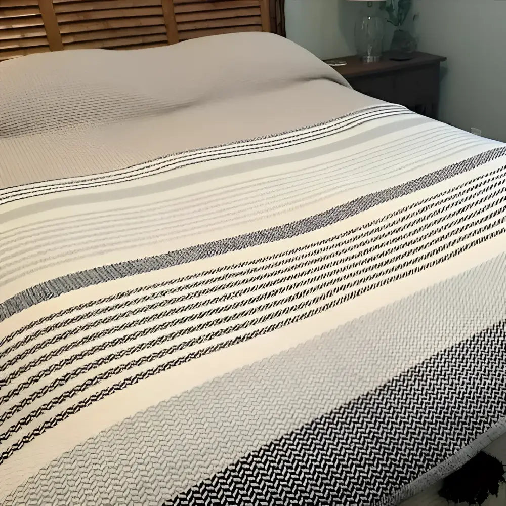 Striped Turkish Cotton Bed Blanket ~ King Size - Bed Blanket