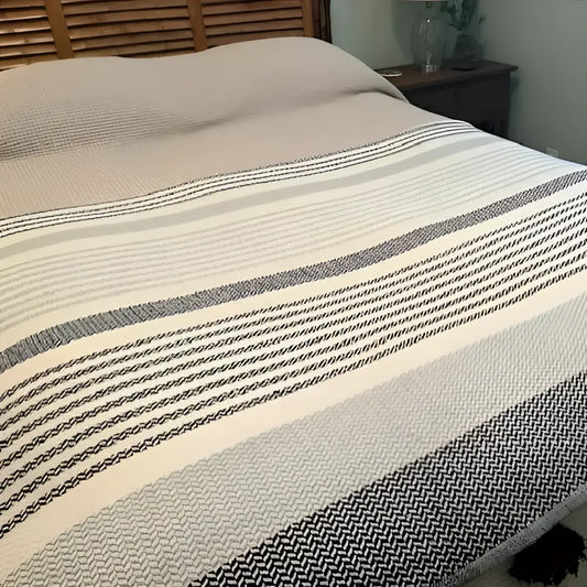 Striped Turkish Cotton Bed Blanket ~ King Size - Bed Blanket