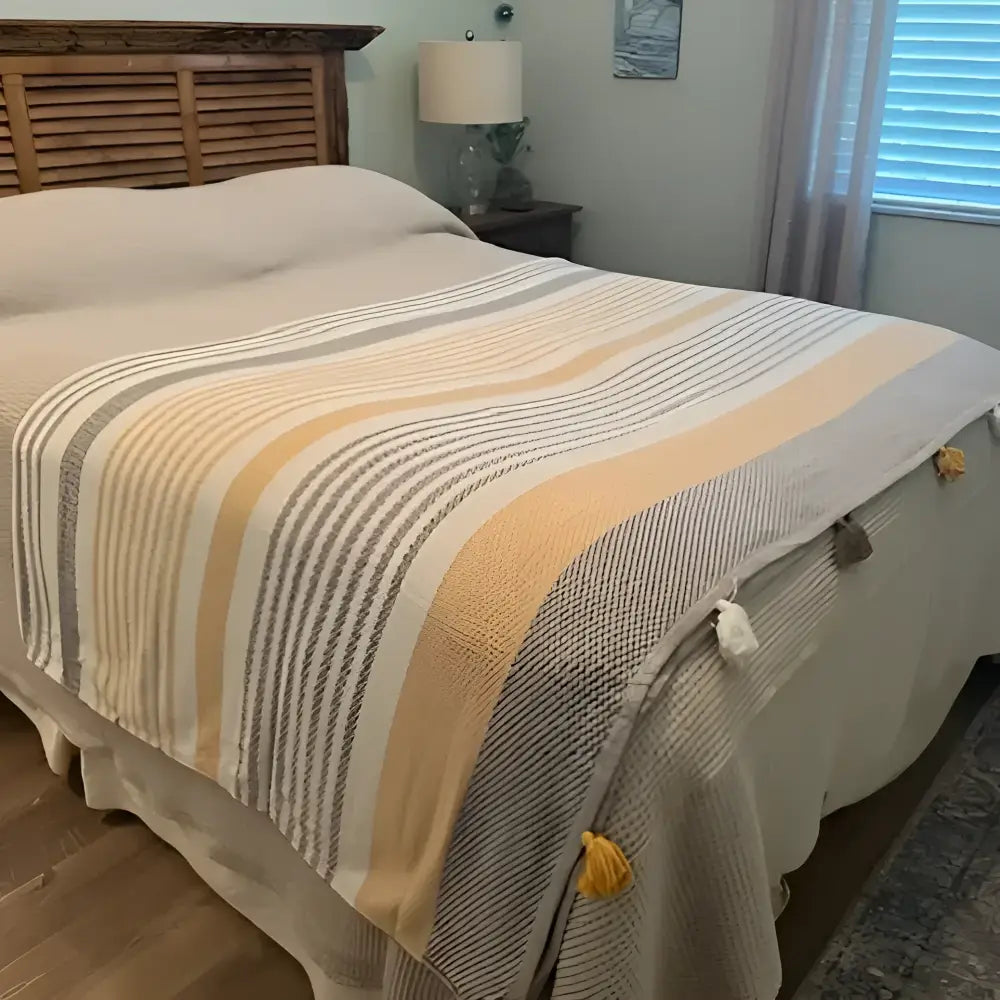 Striped Turkish Cotton Bed Blanket ~ King Size - Bed Blanket