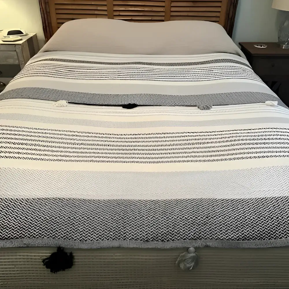 Striped Turkish Cotton Bed Blanket ~ King Size - Bed Blanket