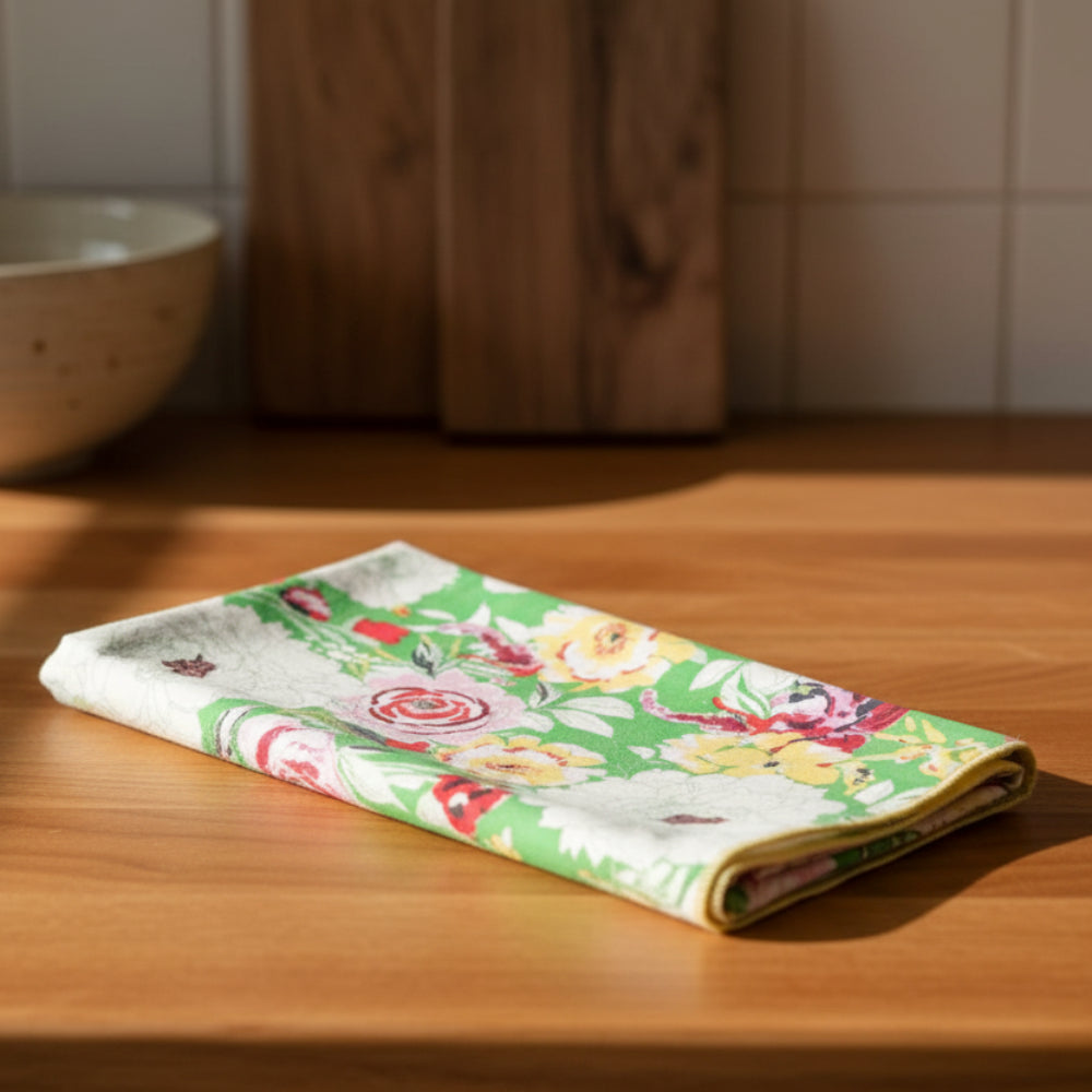 Terrace Garden handmade cloth napkins set of four in vibrant floral pattern