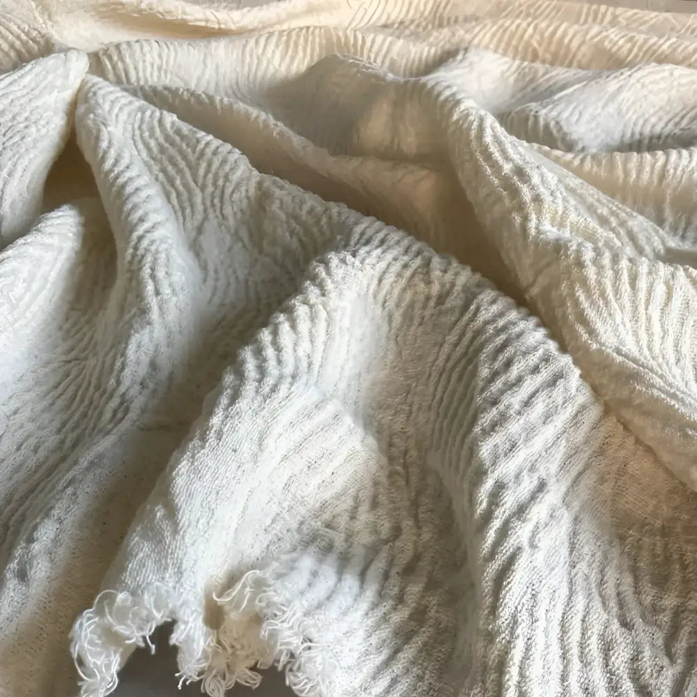 Oatmeal linen fabric with a swirl design