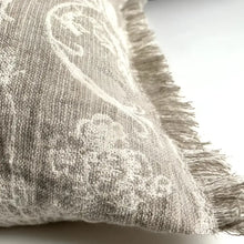 Textured Linen Pillow Cover ~ Birds and Flowers - Accent Pillows
