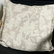 Textured Linen Pillow Cover ~ Birds and Flowers - Accent Pillows