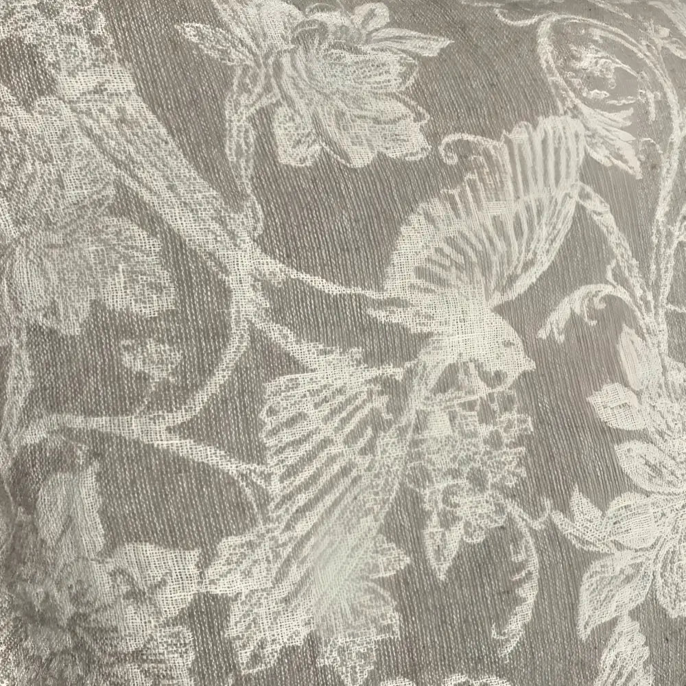 Textured Linen Pillow Cover ~ Birds and Flowers - Accent Pillows