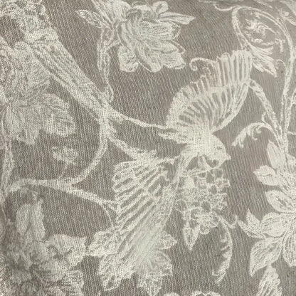 Textured Linen Pillow Cover ~ Birds and Flowers - Accent Pillows