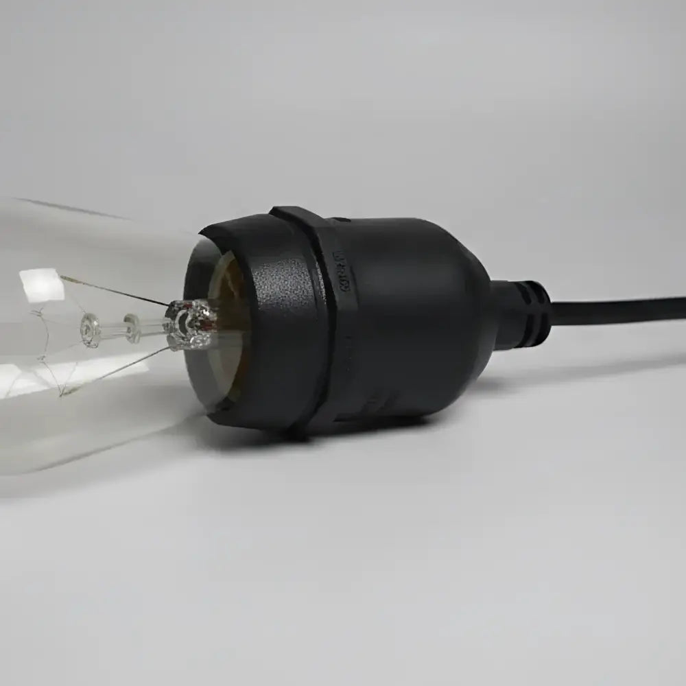 Black plastic edison bulb with clear glass filament and power cord for tropical hand-carved coconut shades set