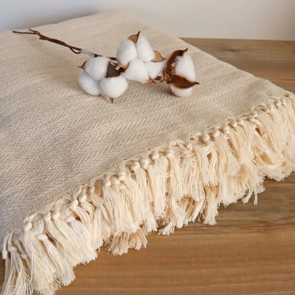 Turkish Cotton Bed Blanket - Beige / King - Bed Blanket