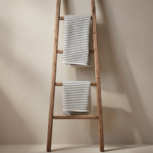 Turkish cotton striped towel in black stripes on cream, spa-like hang