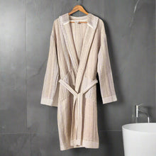 Beige and white patterned Turkish Cotton Waffle Robe, unisex Turkish robe, comfy waffle robe
