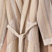 Beige Turkish Cotton Waffle Robe with tied sash, comfy unisex Turkish robe
