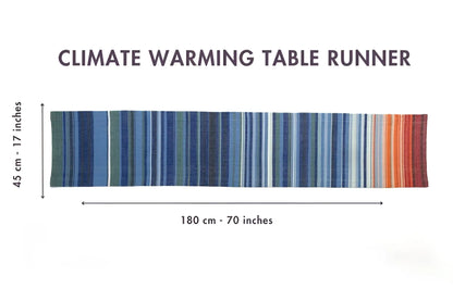 Climate warming handmade ethiopian table runner with long stripes in a gradient of blues and oranges