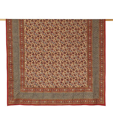 Light-colored Vines Large Tablecloth with floral pattern and traditional block print style