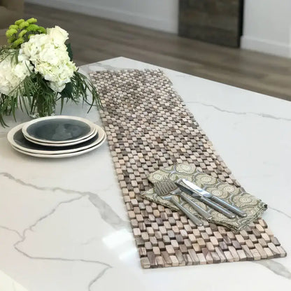 Recycled Rosewood Table Runner with Whitewash Rosewood Wooden Blocks for rustic style