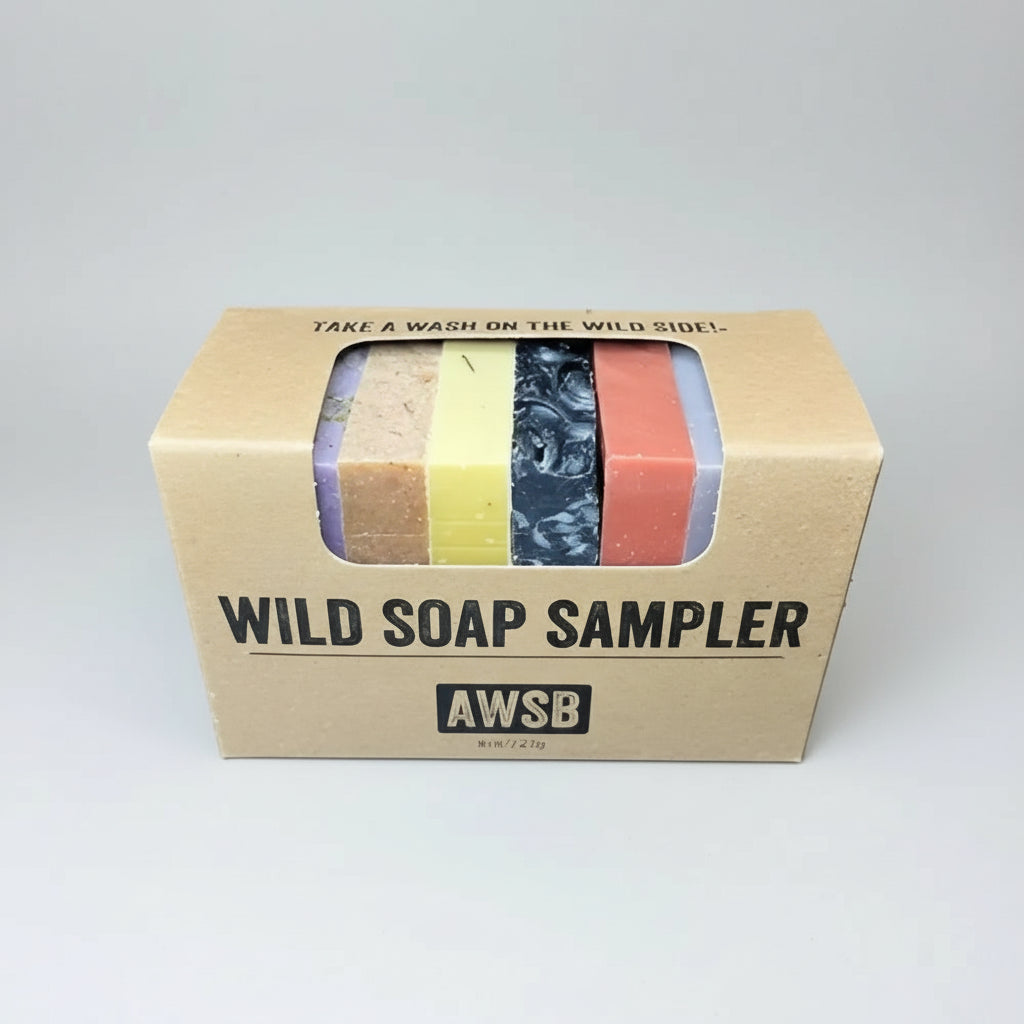 Wild Soap Sampler box with colorful natural soap bars
