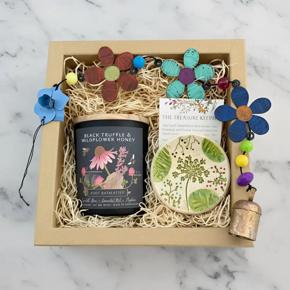 Black truffle wildflower honey candle in Wildflower Nest set with trinket dish
