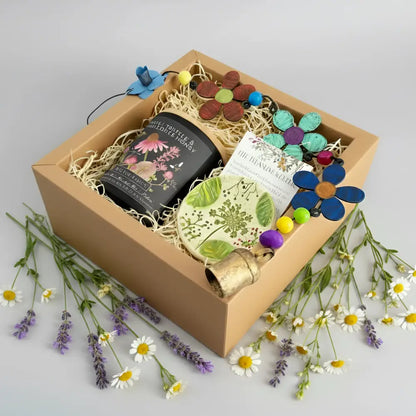 Wildflower Nest gift box with black honey jar, candle, trinket dish